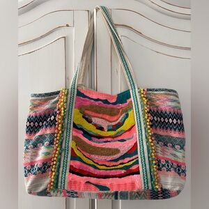 America and Beyond Daphne Embellished Multi-Colored Hand Beaded Tote